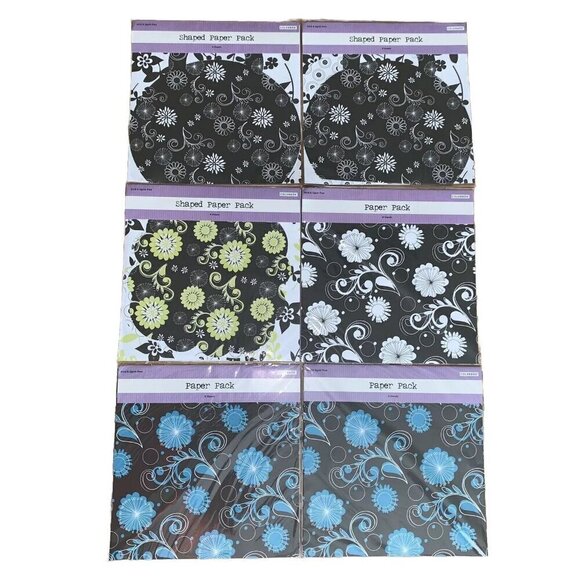 New Lot of 6 Paper Packs Scrapbooking COLORBOK 12 x 12 Shaped Square Flowers - Picture 1 of 16